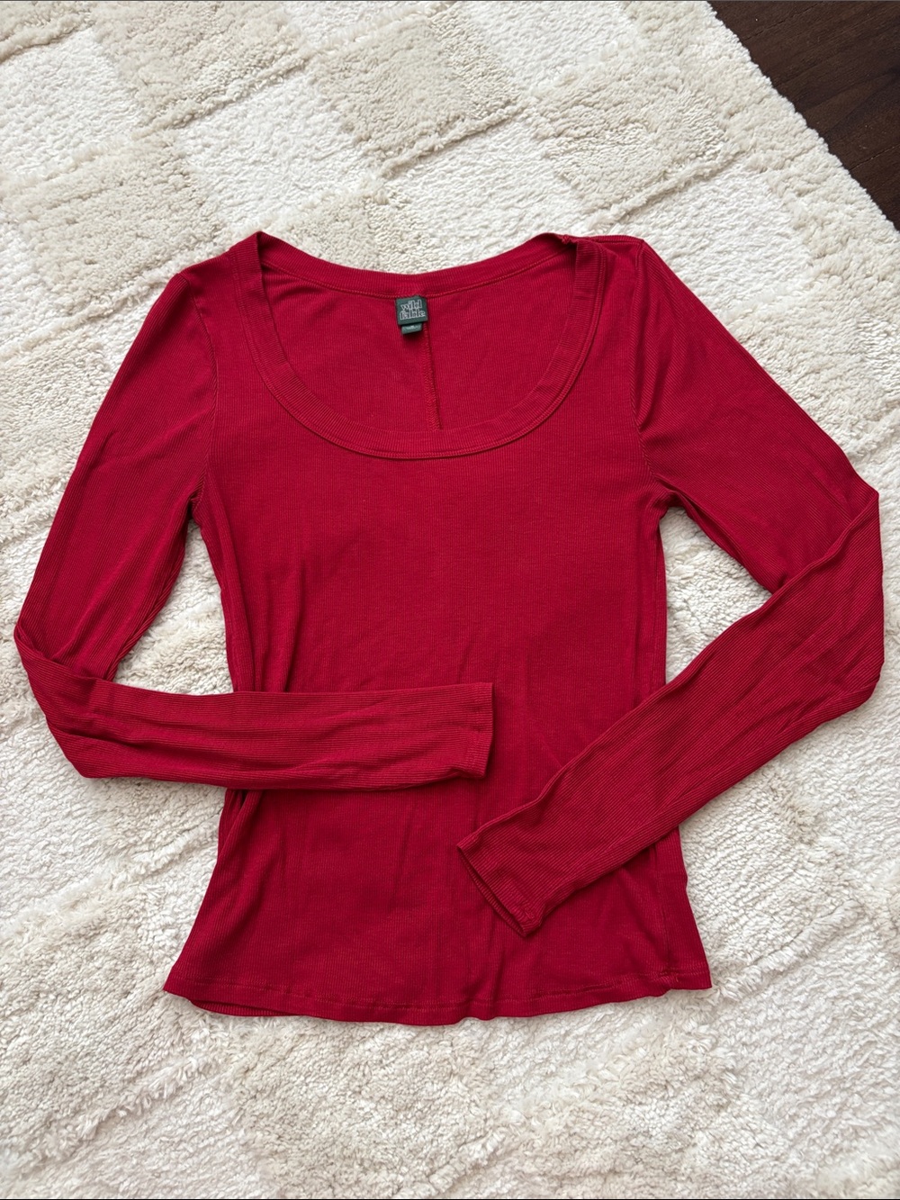 wild fable Red Scoop Neck Long Sleeve Tee